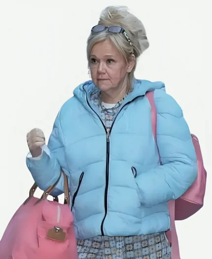 Caroline Rhea New York City 2025 Blue Puffer Hooded Jacket
