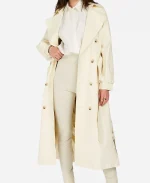 Celine Double Breasted Long Cream Cotton Trench Coat 