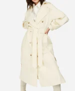 Celine Double-Breasted Long Cream Trench Coat 