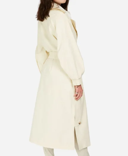 Celine Double Breasted Long Trench Coat - Cream