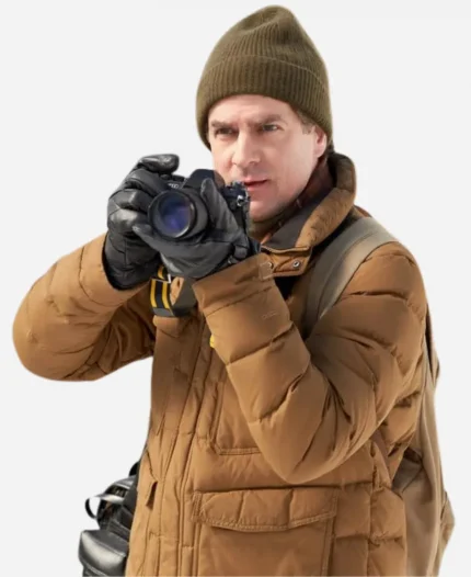 Charlie Ebbs Film A Royal Christmas Crush 2023 Uncle Karl Brown Puffer Jacket