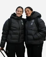 Chelsea F.C. 2025 UEFA Women’s Champions League UWCL Black Hooded Puffer Jacket