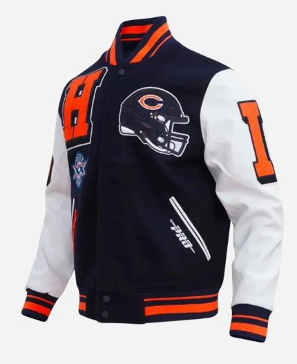 Chicago Bears Mashup Classic Rib Navy & white Varsity Jacket