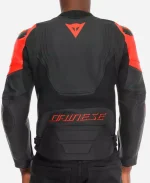 Dainese Men's Racing 5 Perforated Black & Red Leather Motorcycle Jacket