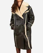 Darienzo Alix Earle Double Breasted Vintage Effect Dark Brown Shearling Coat