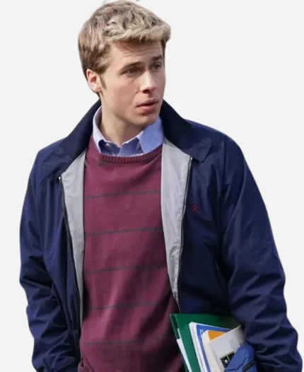 Ed McVey Tv Series The Crown Season 06 Prince William Blue Bomber Jacket