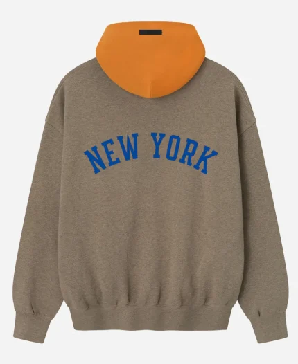 Fear of God x NBA New York Knicks Heather Sport Gray & Orange Hoodie