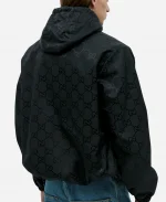 Gucci Padded Logo Jacquard Shell Black Hooded Jacket