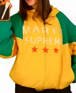 Hailey Bieber Marty Supreme Yellow And Green Jacket