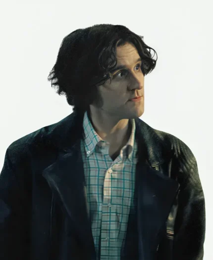 Harry Melling Movie Pillion 2025 Colin Black Leather Jacket