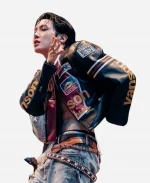 J-Hope Black Star Leather Jacket