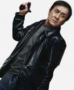 Jackie Chan 2025 Movie The Shadow’s Edge Wong Tak-Chung Black Leather Jacket
