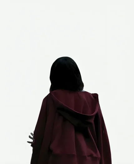 Jenna Ortega Film Death of a Unicorn 2025 Red Hooded Jacket