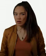 Jessica A Hollywood Christmas 2022 Jessika Van Brown Bomber Jacket