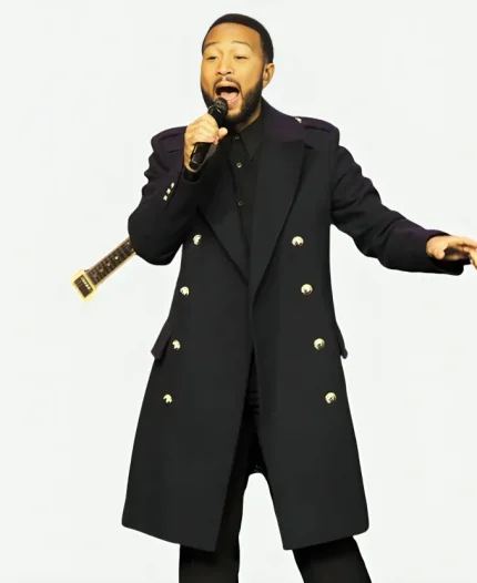 John Legend Black Wool Coat