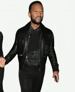 John Legend Shearling Leather Jacket - Black