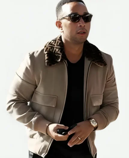 John Legend Street Style Shearling Jacket