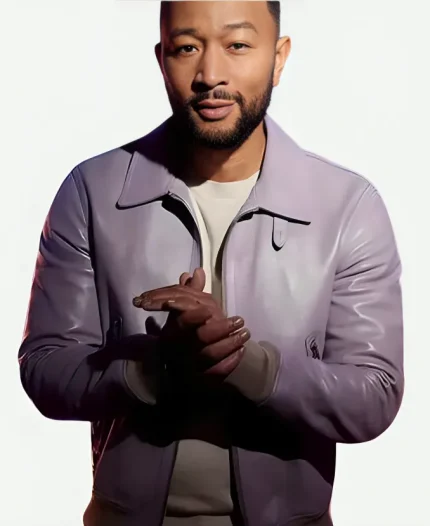 John Legend The Voice 2021 Purple Leather Jacket