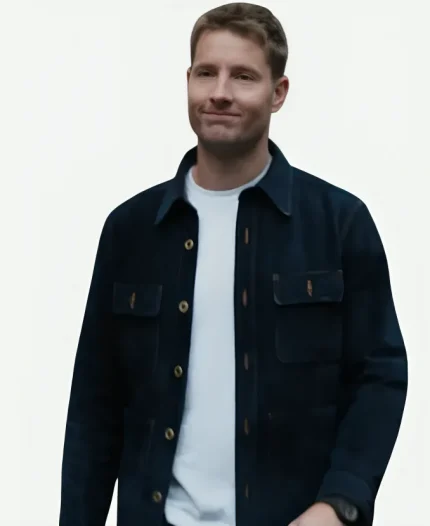 Justin Hartley Tracker Tv Series Colter Shaw Blue Cotton Jacket