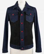 Kiton Cotton Ea Suede Leather Denim Coat