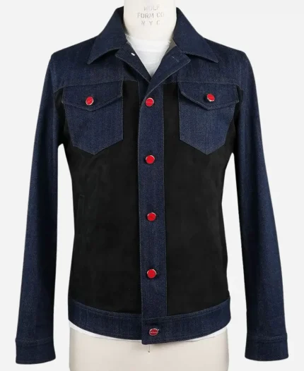 Kiton Cotton Ea Suede Leather Denim Coat