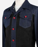 Kiton Cotton Ea Suede Leather Denim Coat - Blue And Brown