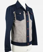 Kiton Cotton Ea Suede Leather Denim Coat - Blue Beige