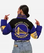 Kristin Juszczyk Golden State Warriors 2025 Blue & Black Puffer Jacket