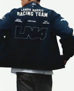 Lando Norris LN4 Formula 1 Racing Navy Blue Bomber Jacket