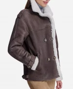 Maximilian Double Breasted Shearling Leather Jacket - Brown