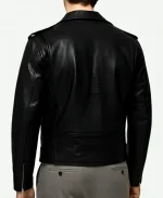 Men's Moto Biker Black Double Zip Leather Jacket