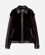 Miu Miu Black Leather And Shearling Blouson Jacket