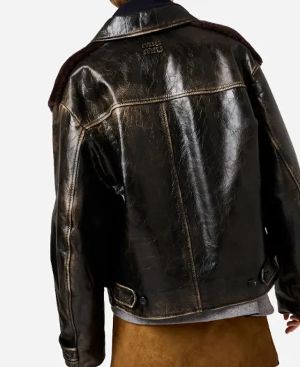 Miu Miu Leather And Shearling Blouson Jacket - Black