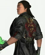  Mortal Kombat Shang Tsung Black Leather Trench Coat - Black