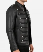 Napoleon Military Style Black Leather Jacket