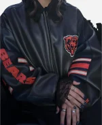 National Football League 2025 Alannah Davidson Chicago Bears Black Leather Jacket
