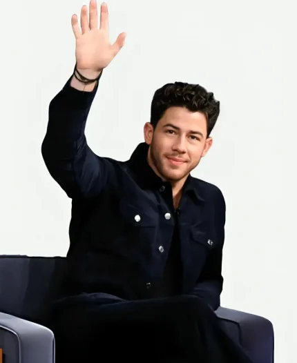 Nick Jonas Tonight Show Blue Suede Leather Jacket