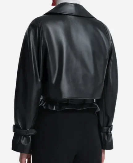 Nour Hammour Hatti Cropped Black Leather Jacket