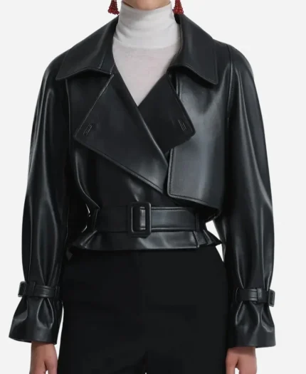 Nour Hammour Hatti Cropped Leather Jacket