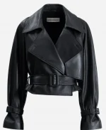Nour Hammour Hatti Cropped Leather Jacket - Black