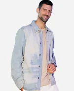 Novak Djokovic Formula 1 Qatar Grand Prix 2025 Light Blue Denim Jacket