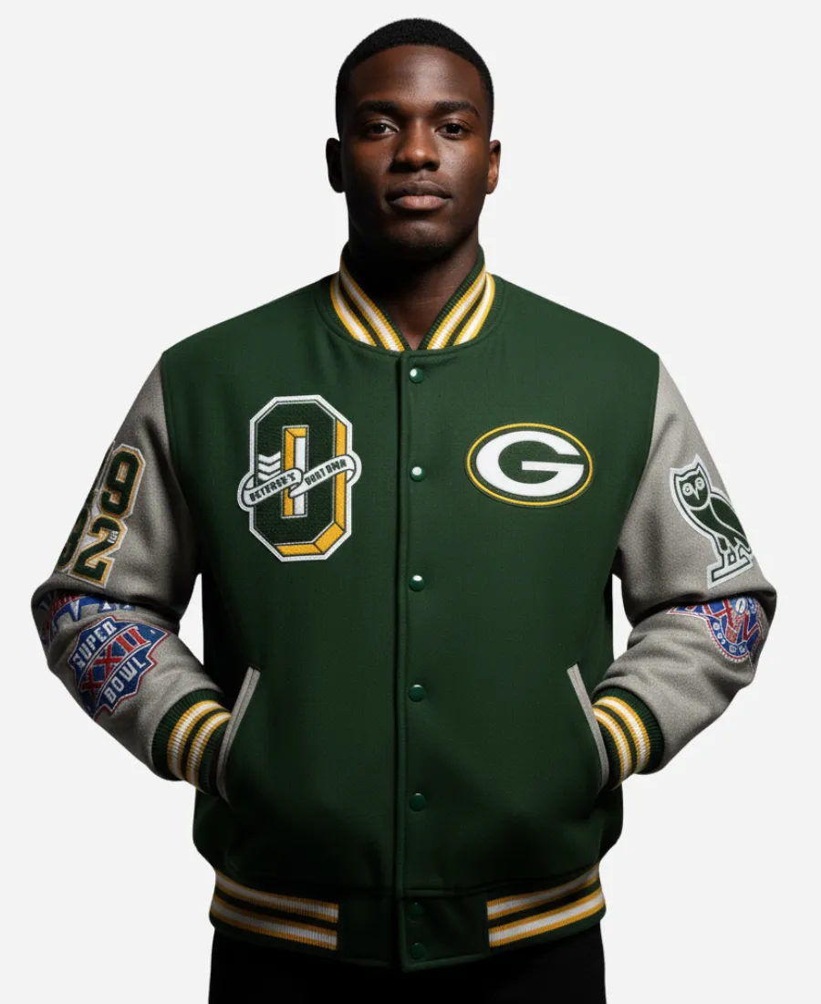 OVO Green Bay Packers Varsity Jacket OVO Green Bay Packers Varsity Jacket
