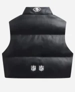 Off Season 49ers Faux Leather Cropped Black Puffer Vest
