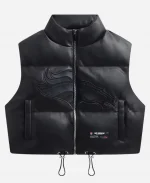 Off Season Broncos Faux Leather Cropped Puffer Vest