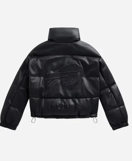 Off Season Buffalo Bills Faux Leather Black Puffer Jacket