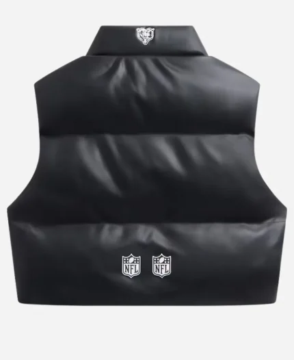 Off Season Chicago Bears Faux Leather Cropped Black Puffer Vest