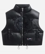 Off Season Chicago Bears Faux Leather Cropped Puffer Vest