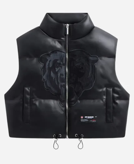 Off Season Chicago Bears Faux Leather Cropped Puffer Vest