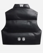 Off Season Commanders Faux Leather Cropped Puffer Vest