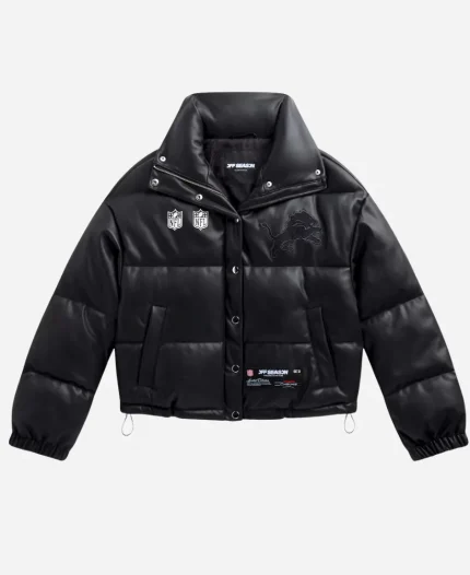 Off Season Detroit Lions Faux Leather Puffer Jacket